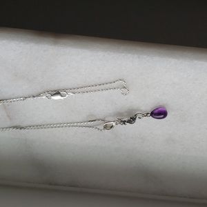 Sterling silver seahorse amethyst necklace 20 inch sterling chain